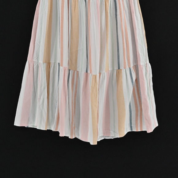 Rails Capri Melon Stripe Tiered Midi Dress Size XS Linen Pastel Cottagecore Boho - Picture 11 of 14